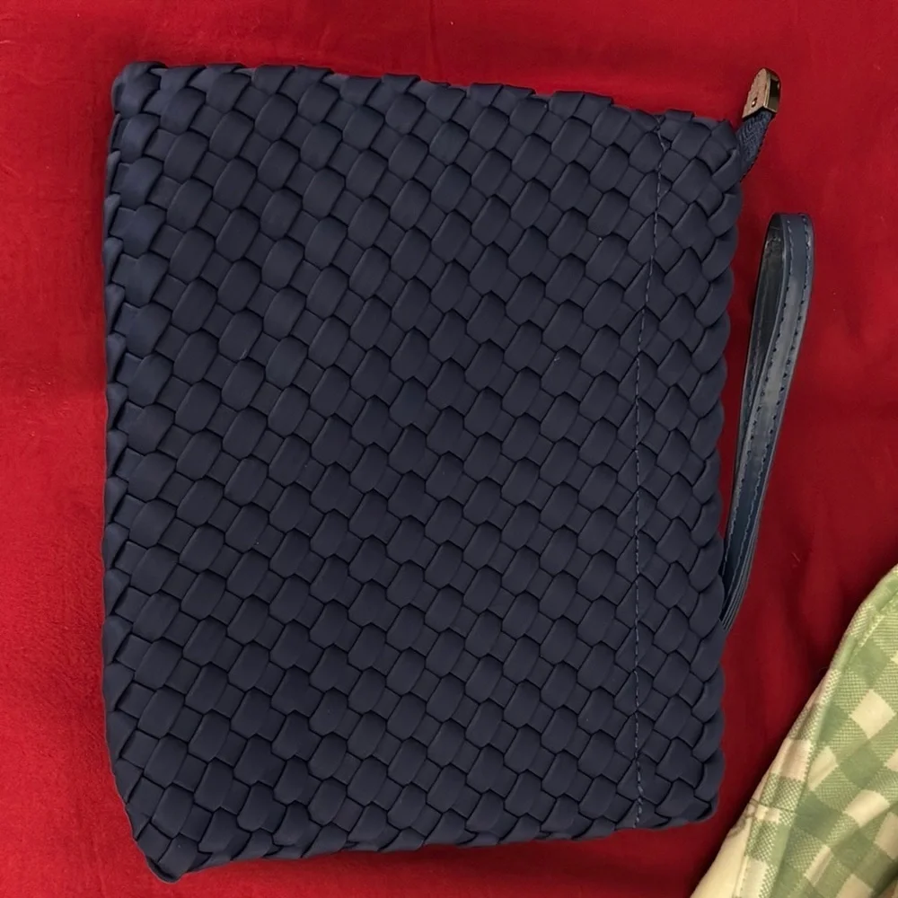 Navy Blue Woven Clutch